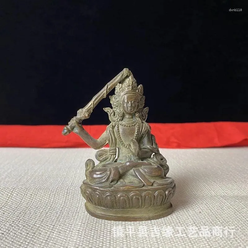 Dekorativa figurer Antik diverse samling Ancient Purple Copper Manjuushri Bodhisattva Retro Old Objects Crafts Buddha
