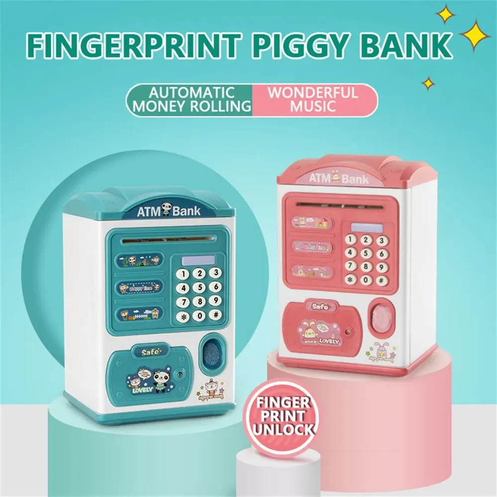 Electronic Bank Safe Box Money Boxes For Children Digital Coins Cash Saving Safe Deposit Large ATM Machine Toys Kids Gift 240415