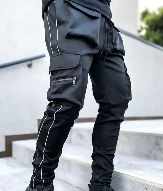 Men`s Pants Autumn Sports Casual Trendy Brand Loose Straight Reflective Running Training Pants