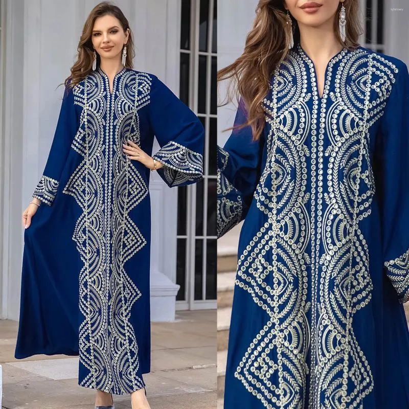 Ethnic Clothing cekin haftowe abayas dla kobiet swobodne haftowane eleganckie długie sukienki impreza sukienka wieczorowa szata kaftan vestidos