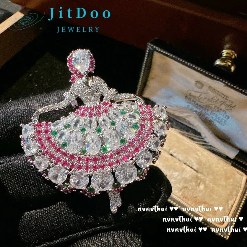 Joyería jitdoo vintage princesa on the run broche de gema para mujeres accesorios de diseño de alfiler de moda de boda elegantes de alta calidad 2023 Nuevo