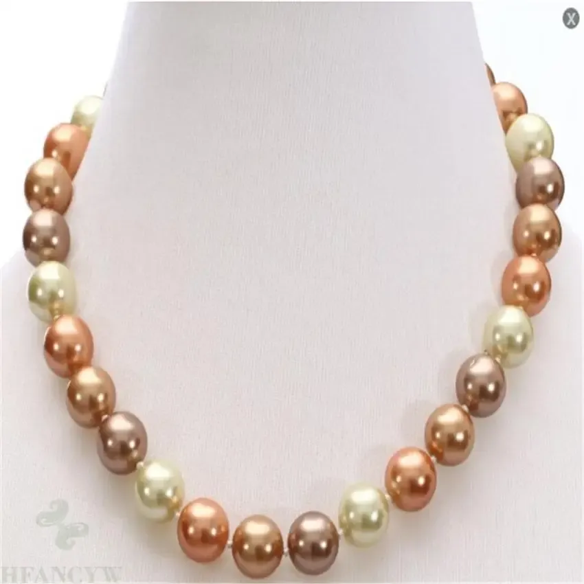 Halsketten 12mm natürliche mehrfarbige Südsee Perlenkette 18 Zoll Charme Geschenk Mode Kultivierte klassische Persönlichkeit Chic Real