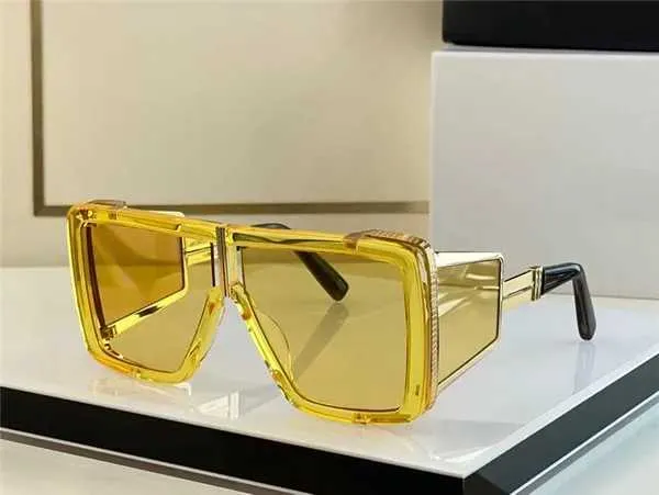 Os óculos de sol de grandes dimensões designers masculinos Olivier Rousteing Mulheres Eyewear Big Square Amarelo Tela Lateral Design 2023 Trendências Perfeita de alta qualidade BPS-107B TF91