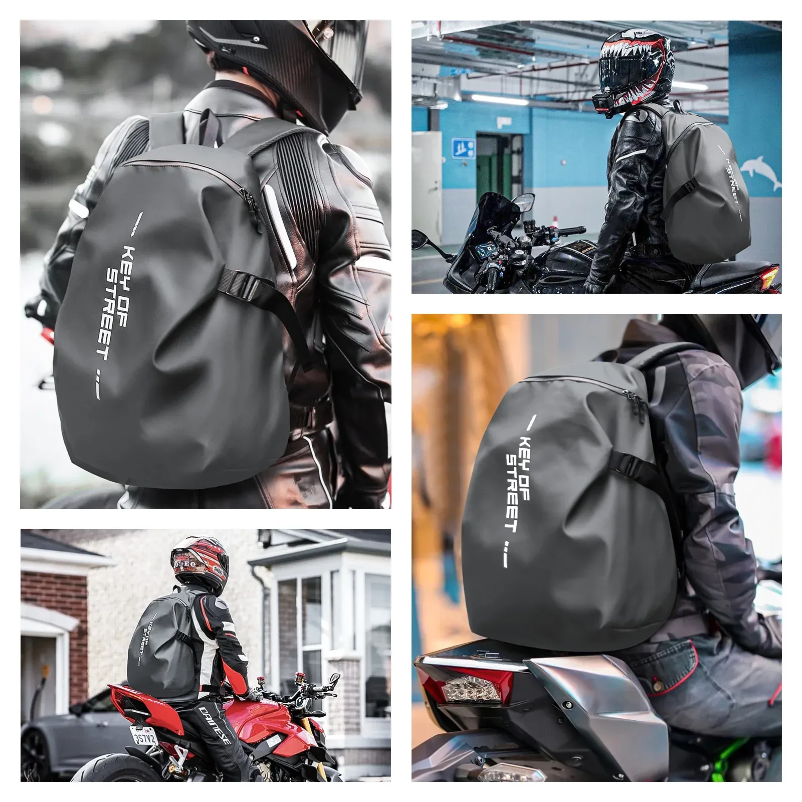 Backpacks Full Face Helmet Backpack For Moto Rider,Conveniently City Cross Waterproof Night Reflection Multifunctional Motorcycle Backpack