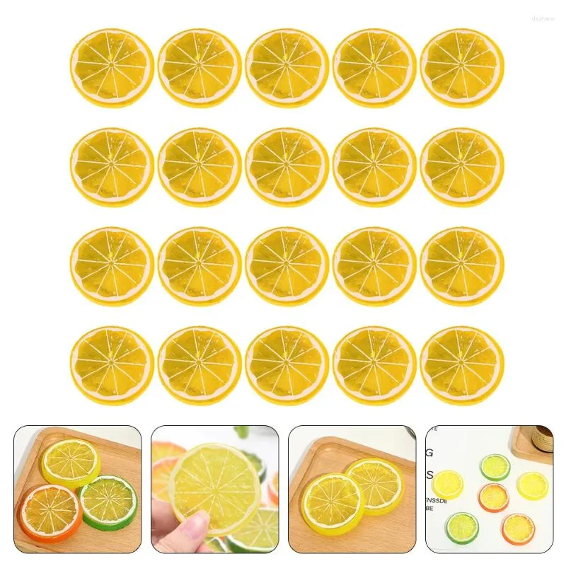 Decorazione per feste 20 pezzi imitazione fetta secca vaso disidratato frutti artificiali ornamenti di limoni finti limoni plastica