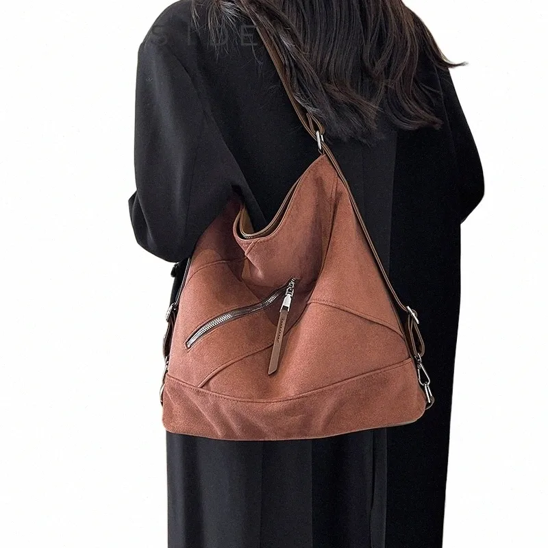 Lewy design z zamkiem błyskawicznym skórzana torba na ramię dla kobiet 2023 Trzyje prosta duża torebka pod pachami o dużej pojemności H5LZ#