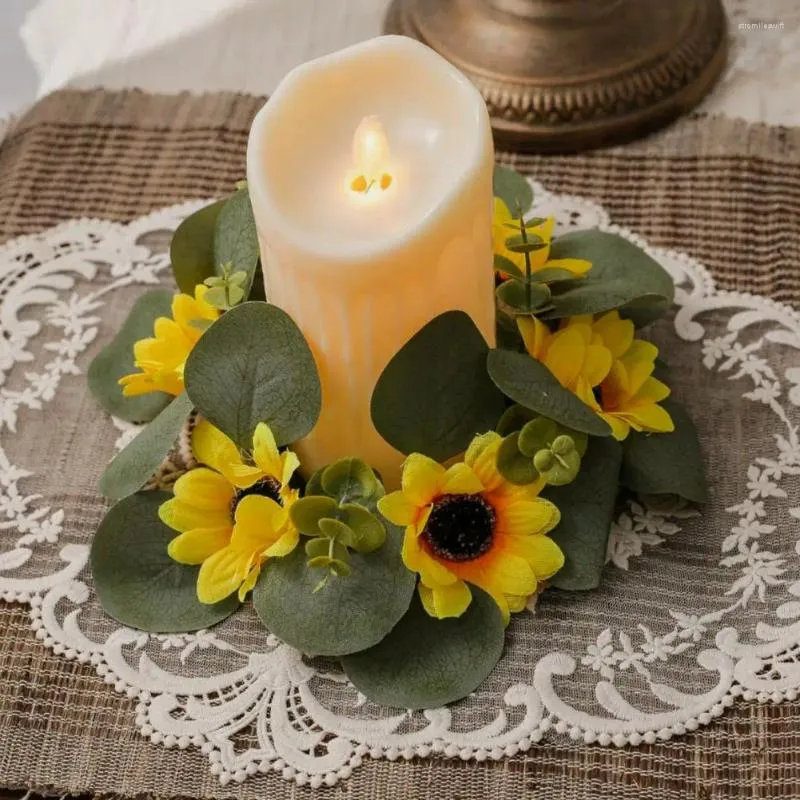 Candle Flower Rings Artificial Rose Candle Rings Flower Candle