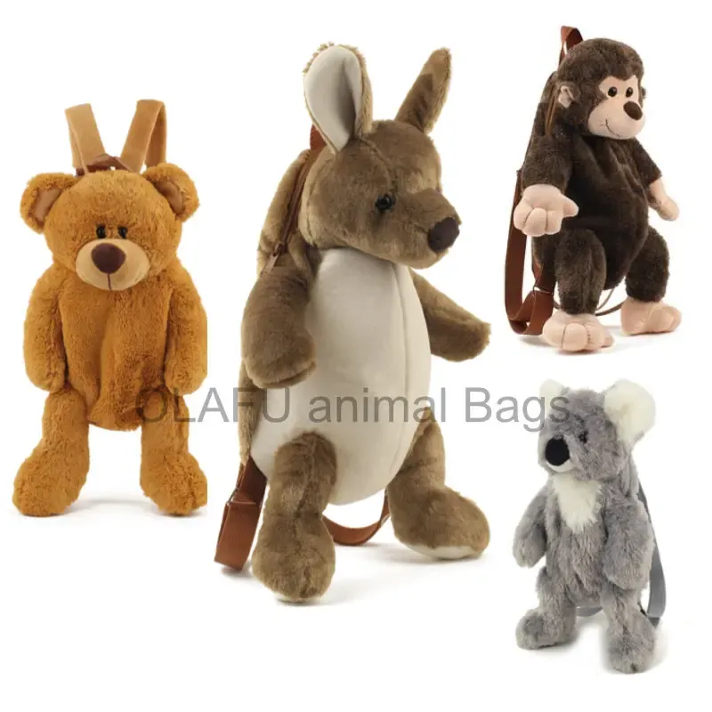 Bags Plush Toy Backpack Children Small bag Kangaroo/ Dog/ penguin/ monkey/koala all animal shaped a5420