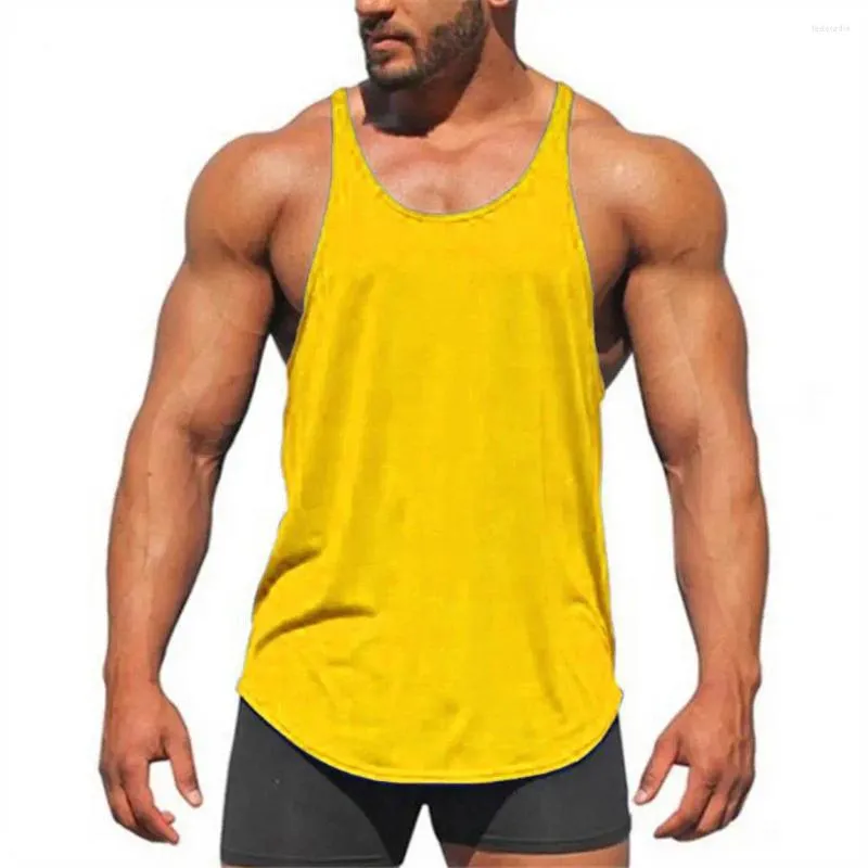 Erkek Tank Tops Spagetti kayışları Vücut geliştirme için yarışan tasarımlı kas düz renkli spor yelek