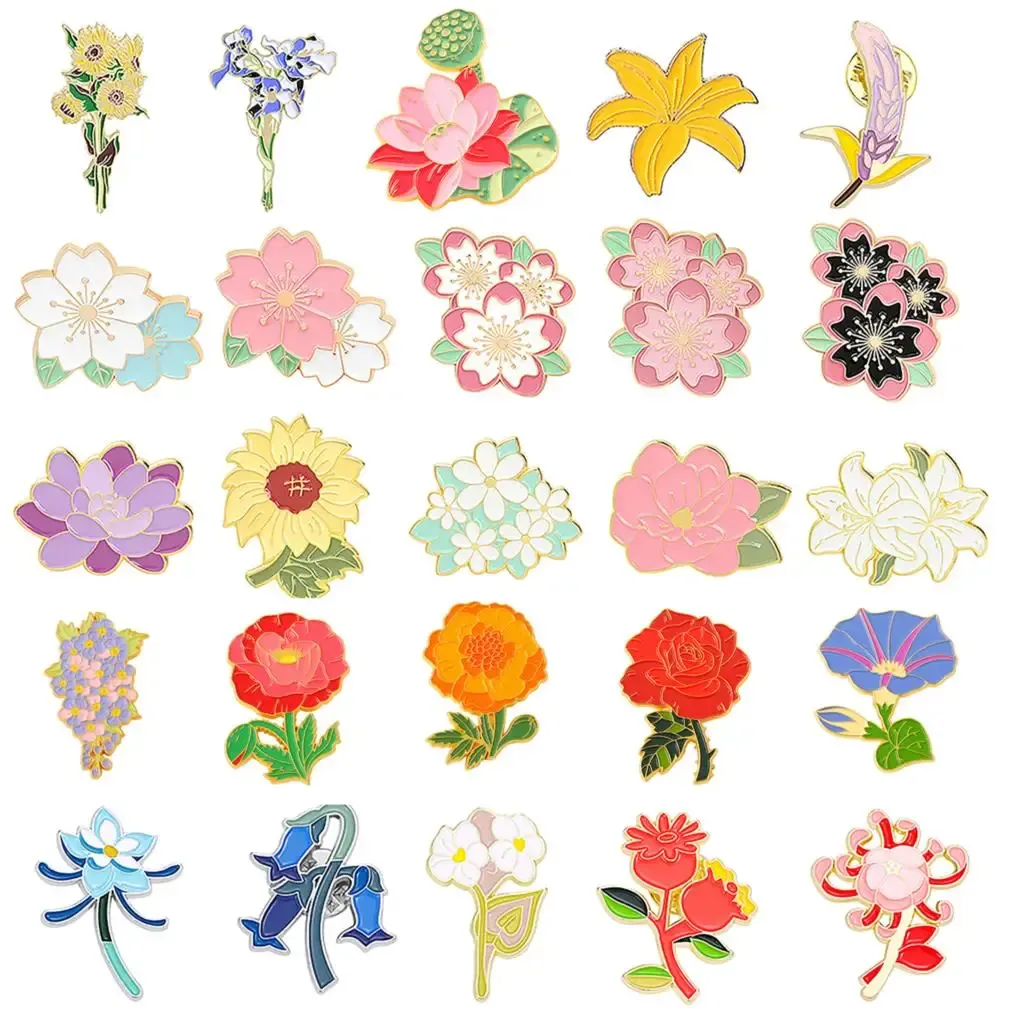 Broscher blommor brosch simulering blommor växt brosch lilja tulpan solros iris morgon glans lotus kläder brosch badge lapel stift