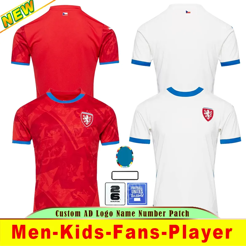 2024 Tjeckien fotbollströjor Schweiz Euro Cup hem borta Österrike Red Blue White Island Sportswear Serbia Camisola Football Shirts