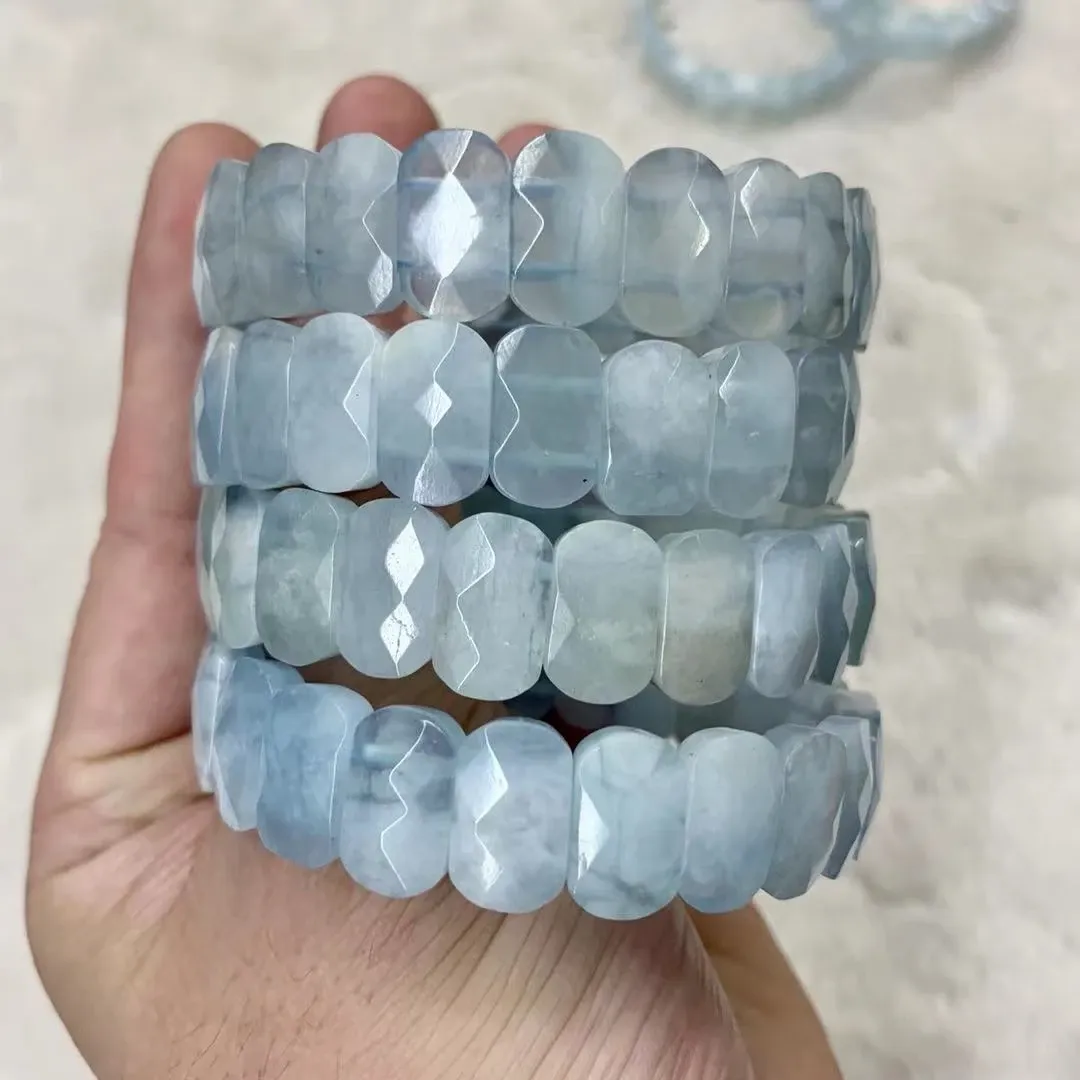 Strands aquamarine stone beads bracelet natural gemstone bangle energy stone jewelry for woman for gift wholesale !