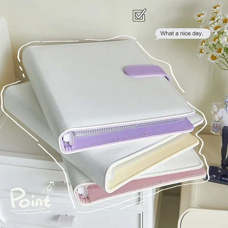 A5 PU Le cuir Candy Color Binder Pocards mignon Looseleaf Idol Kpop Album po Storage Book Journal Cover School Spareery 240420