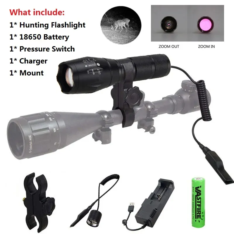 Scopes Ir LAMP LED Lampe de poche 18650 Batterie rechargeable Focus zoomable Focus 850 nm LED infrarouge Radiation Vision nocturne Torche pour la chasse