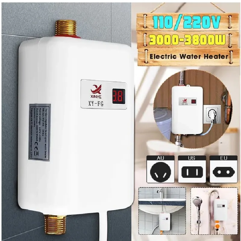 Heaters home appliance Tankless Electric Water Heater Bathroom Kitchen Instant Water Heater Temperature display Heating Shower Universal