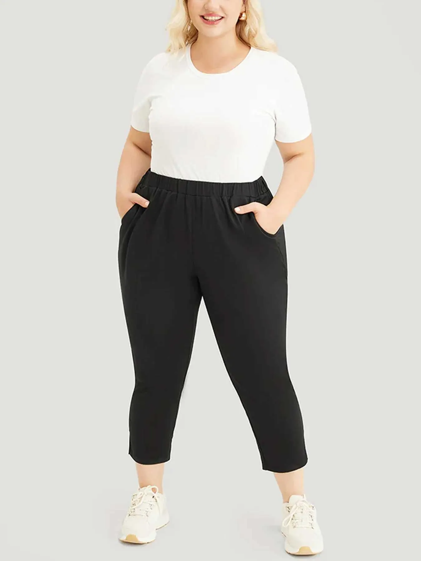 Spodnie damskie Capris American Womens Plus rozmiar High Luksusowy styl modowy Strt Wysokie poczucie ciasnych szczupłych dziewięciopunktowych spodni Y240422