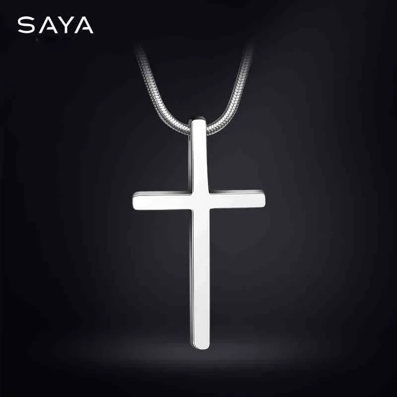 Necklaces 2021 Men Pendants, Classic Design Cross Tungsten Necklace with Snake Stainless Steel Chain 45/50/55cm, Free Shipping, Engraving