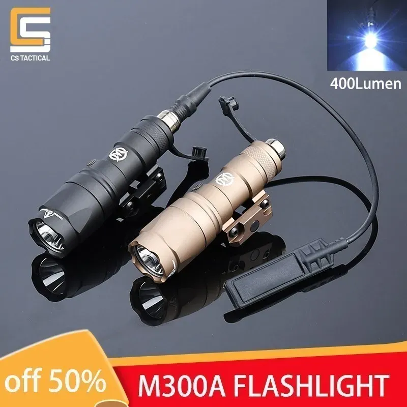 Scopes wadsn m300 m300a tactische verkenner zaklamp 400 lumens wit licht voor airsoft jachtpistool wapen 20 mm picatinny rail accessoires