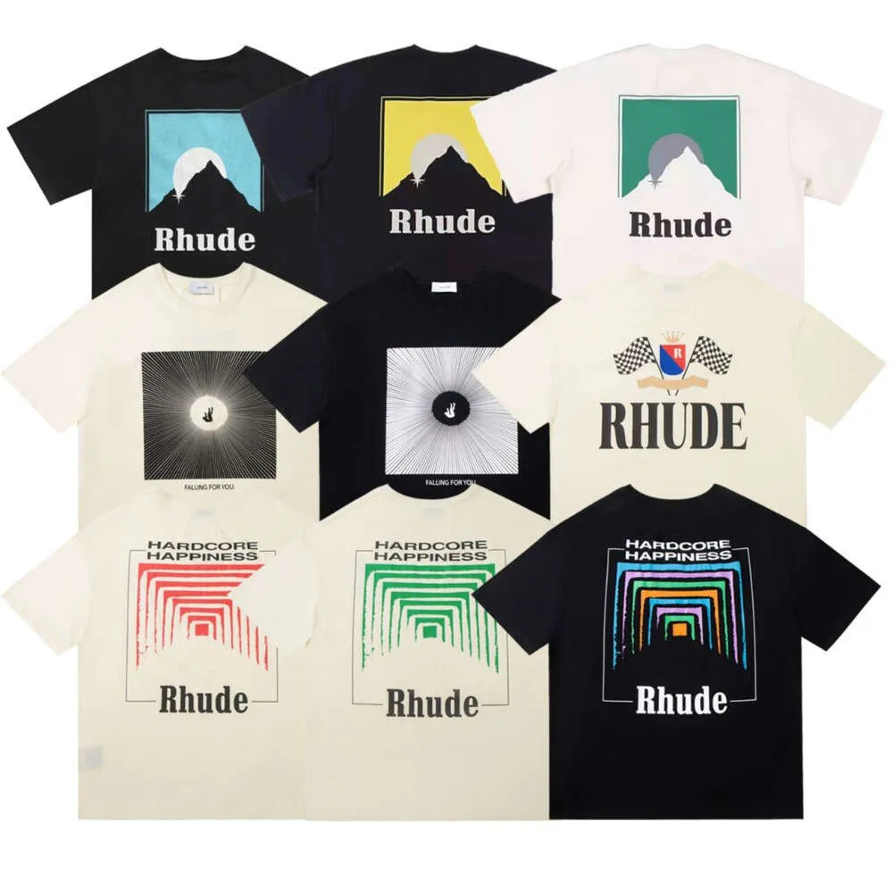 Designer rh maschi da ricamo da uomo rhude camicie per le cime da uomo estate lettere shirt magliette da donna abbigliamento a maniche corte grandi plus89xl