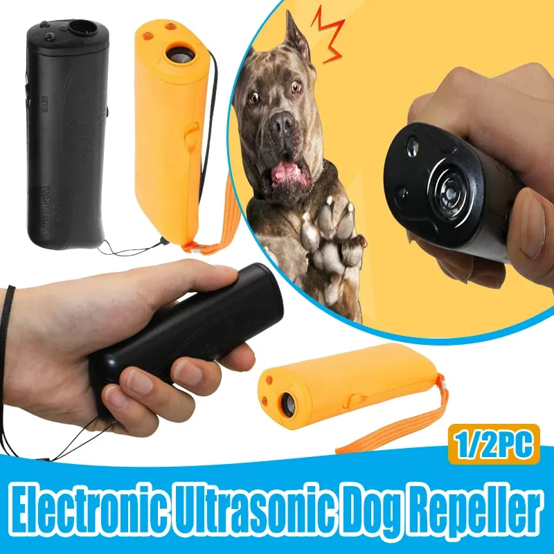 忌避剤ペットドッグリピラーホイッスルアンチバーキングストップバークトレーニングデバイストレーナーLED Ultrasonic 3 in 1 Anti Barking Dog Training Home Pet