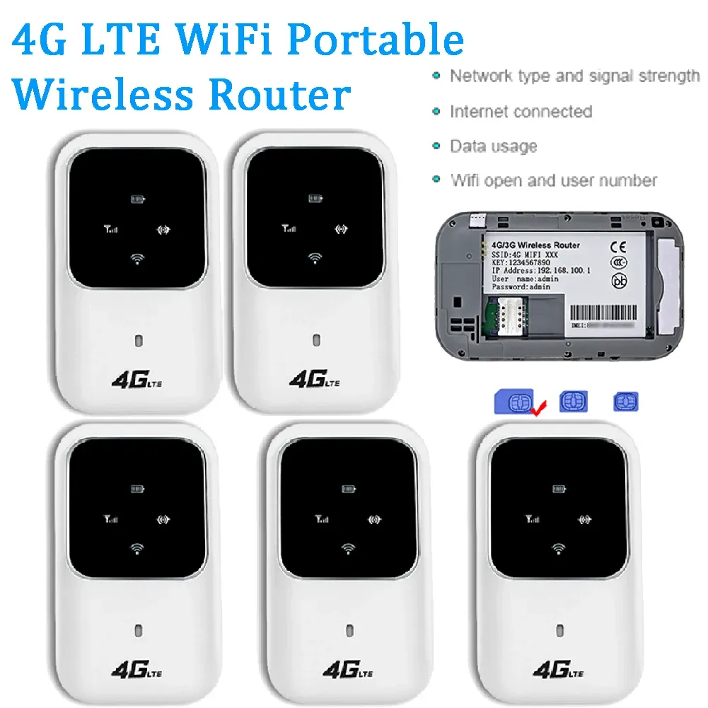 Yönlendiriciler 15pcs 4G LTE Yönlendirici Taşınabilir Araba Mobil Geniş Bant Cep 2.4G Kablosuz Yönlendirici 100Mbps Hotspot Sim Kilitli WiFi Modem