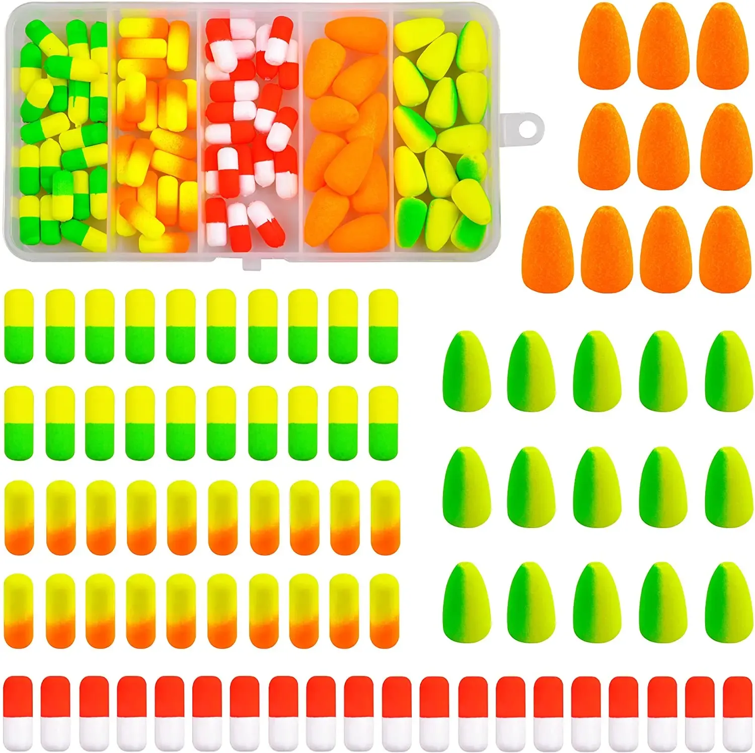 Accessoires 85pcs mousse flotteurs de plate-forme de plate-forme de pompano gréement de pêche flotte pompano pour la pêche sur surf nelfloat ovale pour le poisson-chat doré