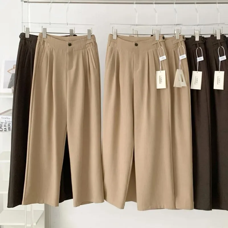 Pantalon féminin Lauri Laki Vintage Straight Women 2024 Office Wear Elegant High Taist Casual Work Cosses Pantalons de jambes larges