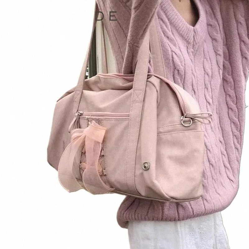 Bow Design Nyl Big Bags pour femmes 2024 Y2K Korean Fi Nouveau sac fourre-tout