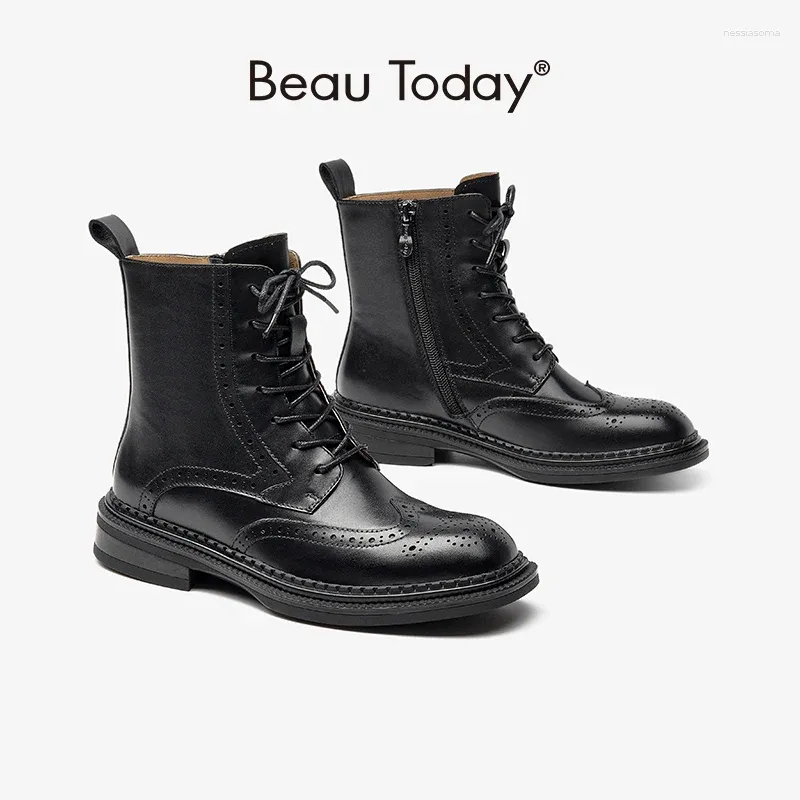 Boots Beau Today Casual Angle для женщин подлинная платформа платформы на платформу из телячьей кожи