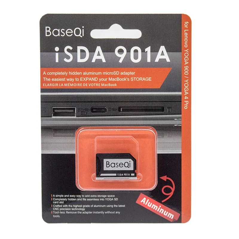 Lezers Baseqi Lenovo 901A Aluminium Stealth Drive Micro SD Memory Card Adapter SD Card Reader For Lenovo Yoga 900 en Lenovo Yoga 4 Pro