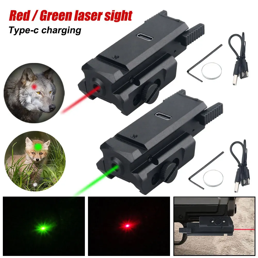 Scopes taktyczne lunety wzroku laserowego z 20 mm pikatinny tkacz polowanie na polowanie zielone 520 nm/czerwony 650 nm na pistolet Glock Headgun Pistolet kropki kropki kropki