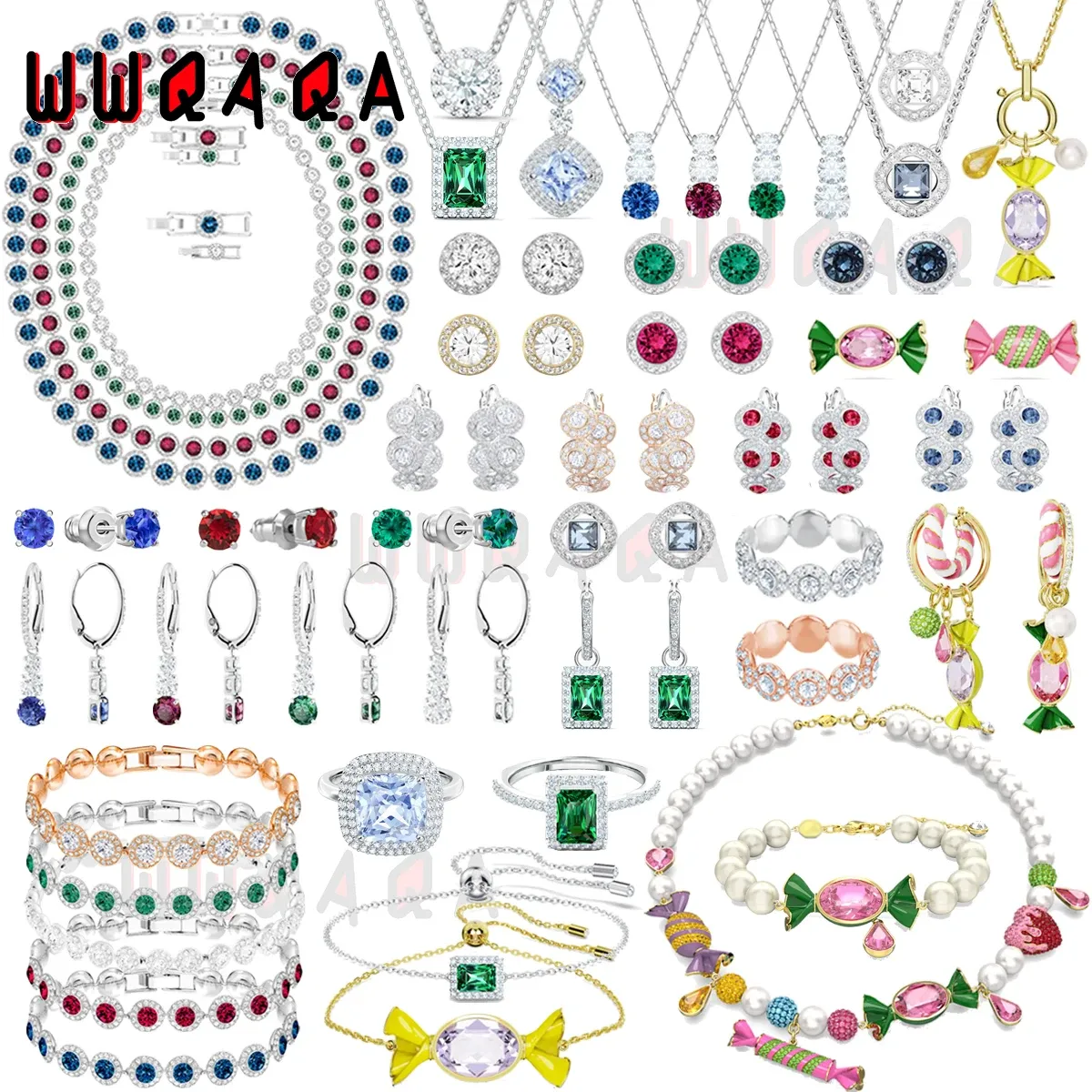 Strands Oryginalne 2024 Zestaw biżuterii Urok luksusowy anielski okrągły kryształowe słodkie naszyjniki Bransoletka na prezent dla kobiet