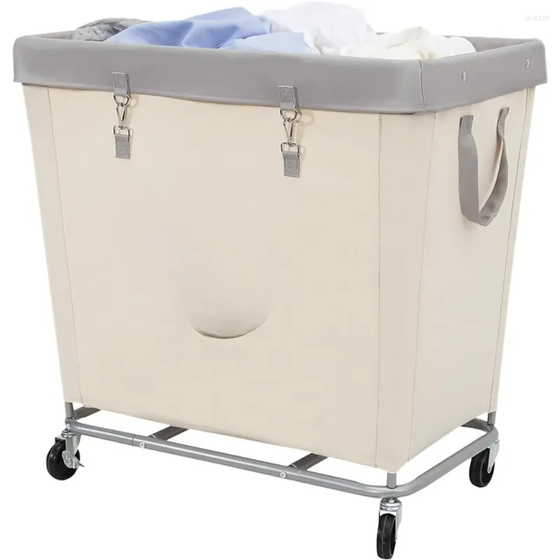 Laundry Bags Commercial Hamper With Heavy Duty Steel Frame Toy Basket 31.7''L X 19.3''W 30.91''H Home Large Beige Dirty Baskets