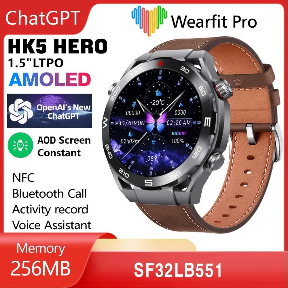 HK5HERO SMART WATM AMOLED Screent NFC Tętno i wykrywanie ciśnienia krwi Multi Funkcjonalne ćwiczenia