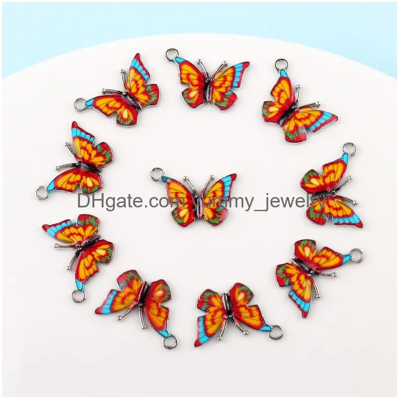 チャームファッションColorf Butterfly Clasp DIYペンダントジュエリーアクセサリー合金ドリップオイルキーチェーンドロップ配信調査結果ottjn