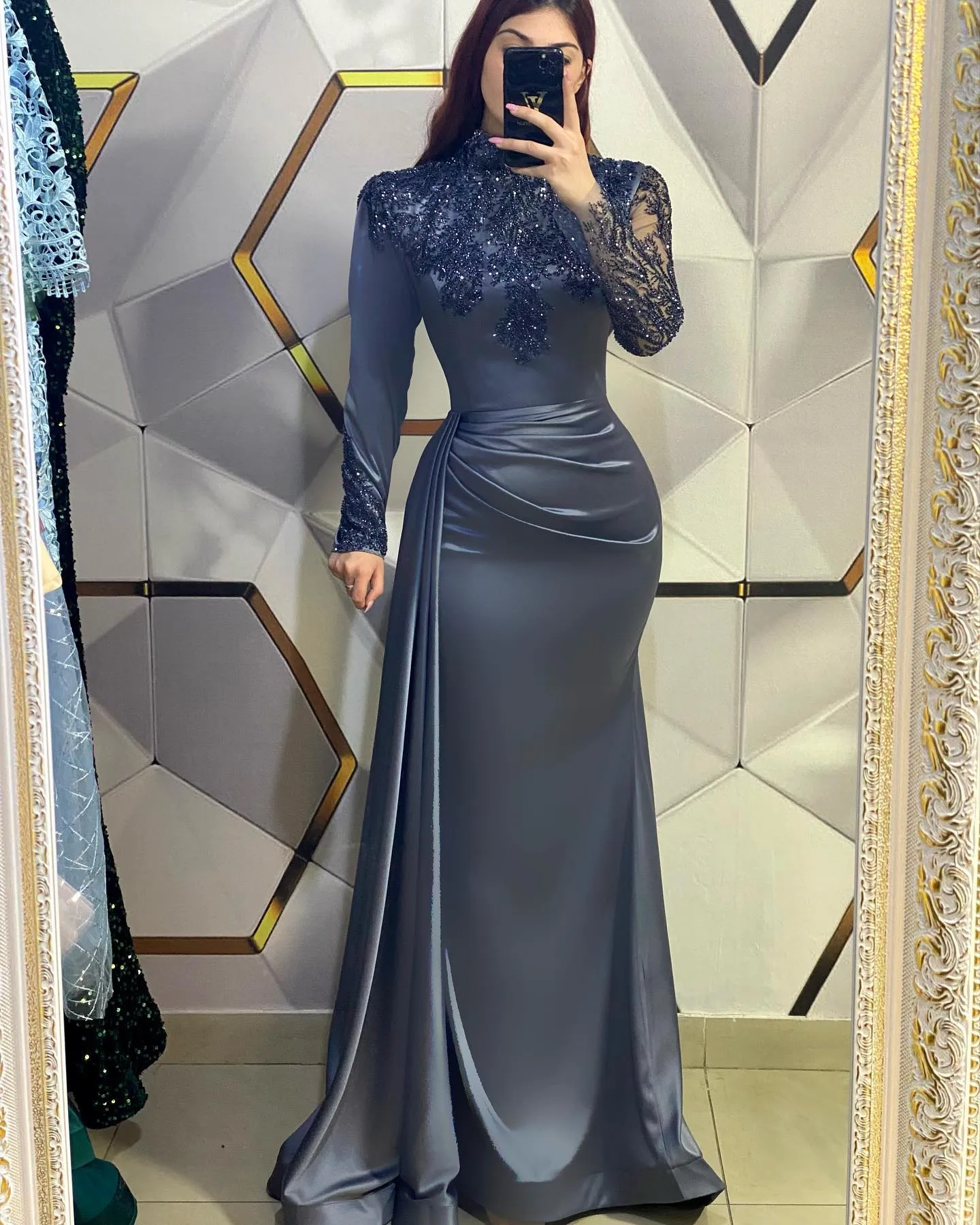 blue grey evening dress White Floral Bodycon Dress Halter Neck main image 1