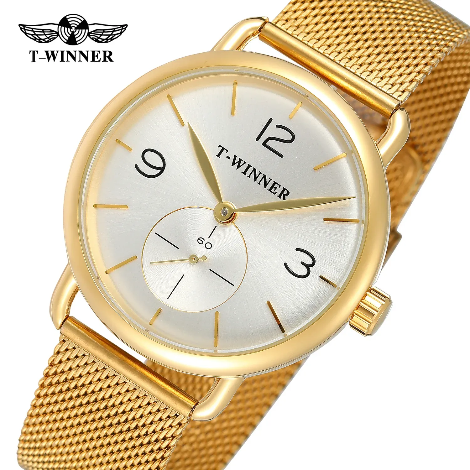 Montre le gagnant de la mode Top Brand minimaliste décontracté horloge mécanique Men Black Mesh Steel Ultra Thin Design Wrist Watch Luxury Relogio