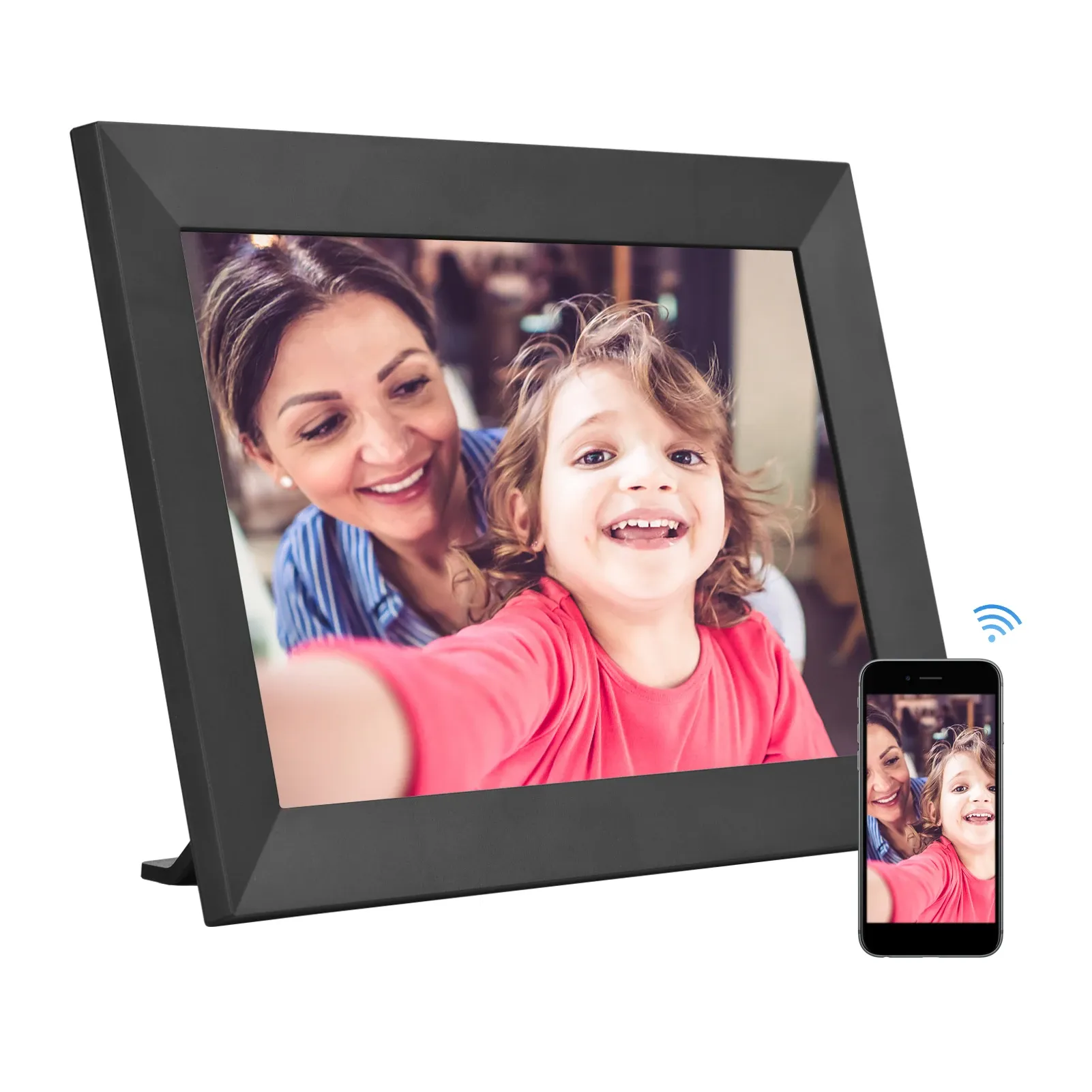 Kontroll Andoer 8 "Digital Photo Frame Smart WiFi Picture Frame IPS Pekskärm 1280*800 med 16 GB lagringsappkontroll för familjens gåva