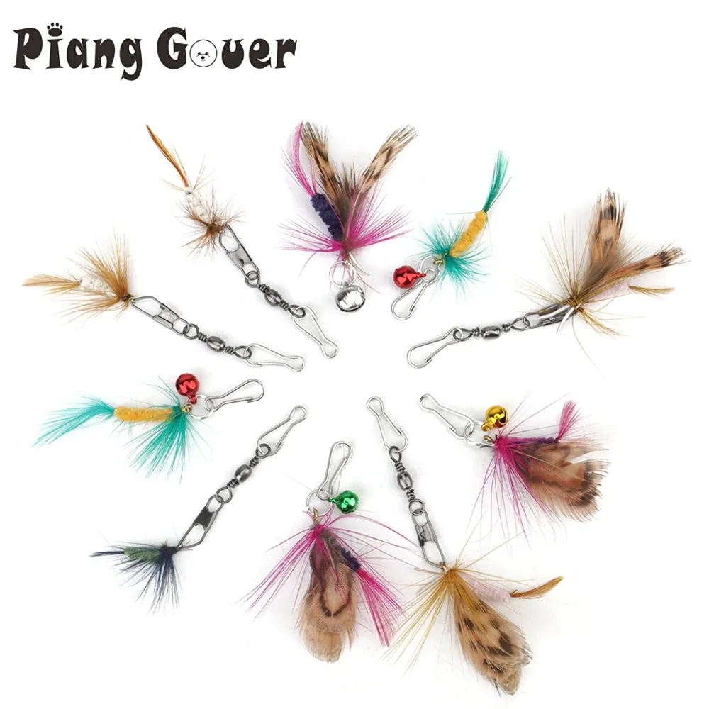 Toys 10pcs Random Color Bug Cat Toy Replacement for Funny Cat Stick Toy Feather Rod Teaser Pet Accessories