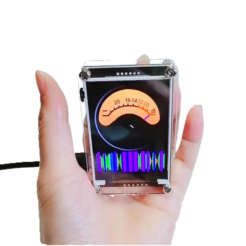 Усилитель 2,4 дюйма светящиеся часы стерео голосовой контроль музыкальный спектр Спектр -спектр Аудио Уровень индикатор ритм анализатор вице -метр ритм огни