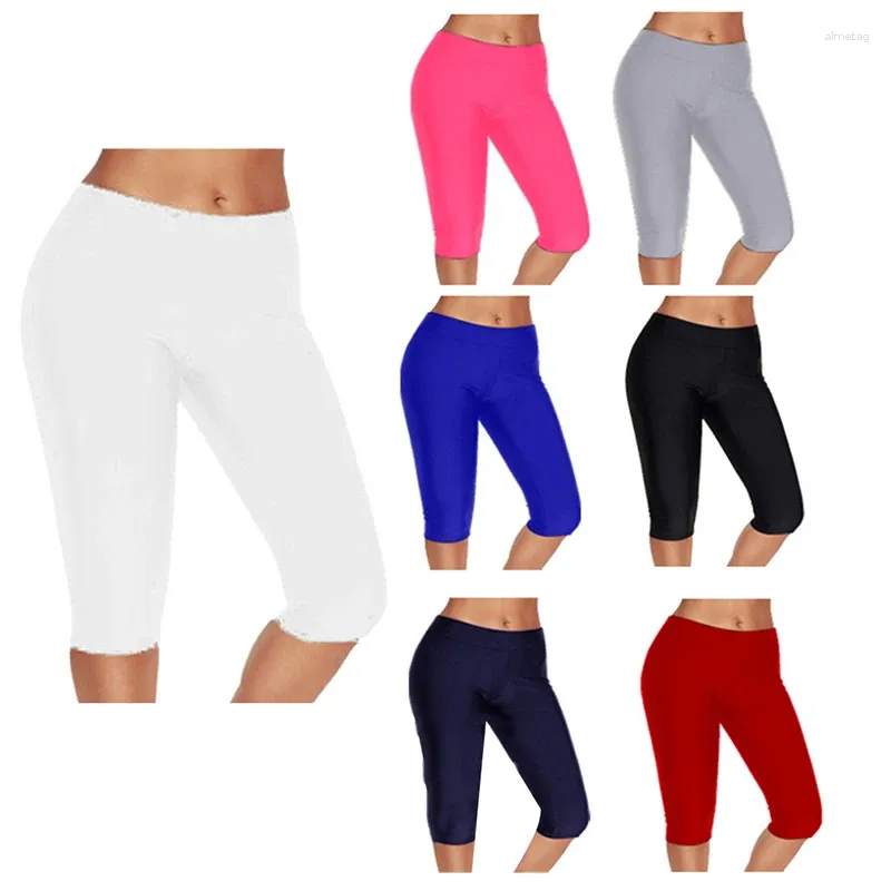 Active Pants Elastic midja cykel sport shorts kvinnor yoga snabb torr 3/4 löpande byxa kvinnliga skörd gym leggings fitness tights 2024