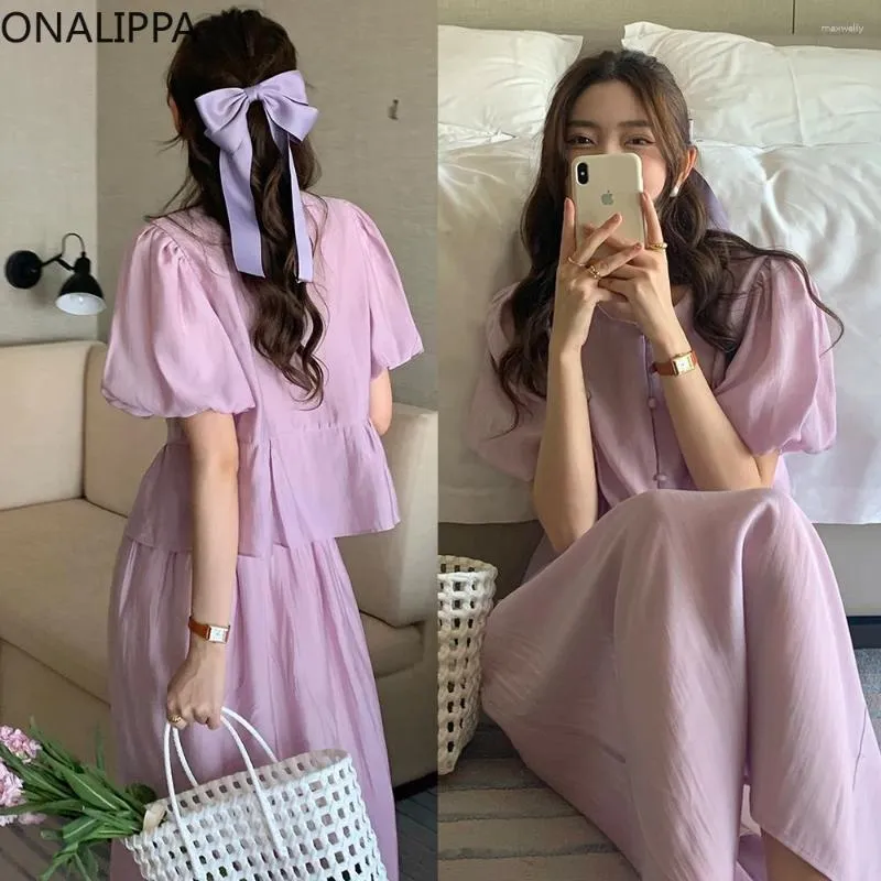 Vestidos de trabajo Chiffon Onalippa Sets Falda Sets para mujeres Munias cortas Camisa corta Viento suave elástica de cintura alta de cintura