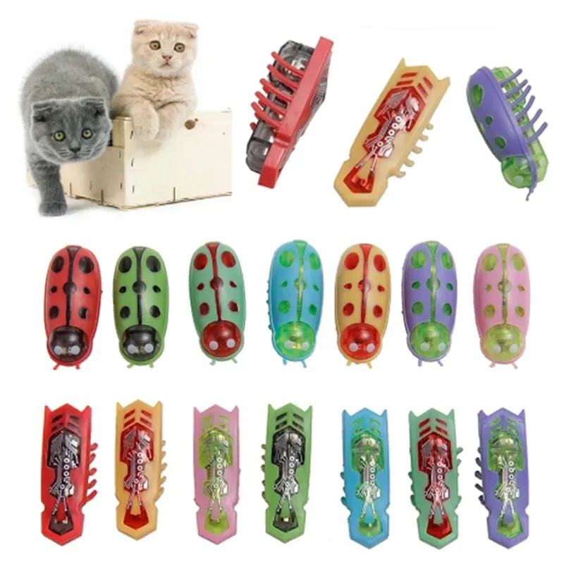 Toys PET PET interativo de inseto elétrico gato brinquedo gato escape obstáculo automático flip brinquel
