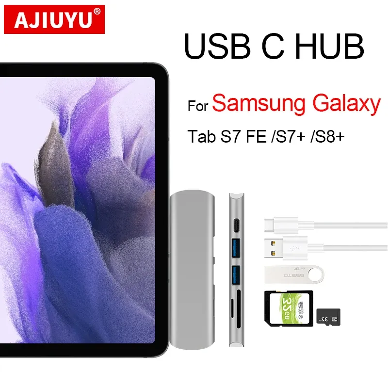 Hubs usb c hub to multi usb3.0 dock hdmi adapter tf sd carte lecteur pd pour samsung galaxy tab