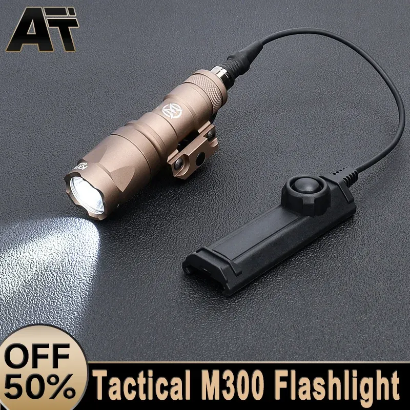 SCOPES WADSN M300 M300A WADSN Taktiskt vapenljus med dubbla funktionstryck Switch Hunting Weapons LED -ficklampa Fit 20mm Rail