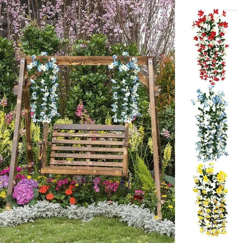 Decorative Flowers Artificial Lily Vine Plastic Fake Flower Wall Hanging Plant Wisteria Wreath Wedding Home Garden Decoration