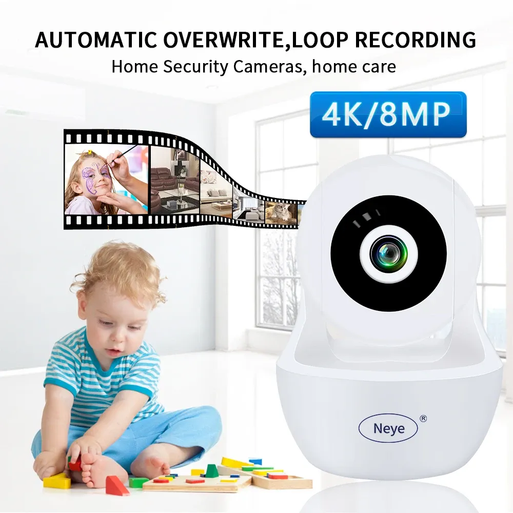 Contrôle N_EYE WiFi Monitor 1080p HD Indoor Smart Camera Ai Human Body Detection 360 ° adapté aux bébés, aux personnes âgées, aux animaux domestiques