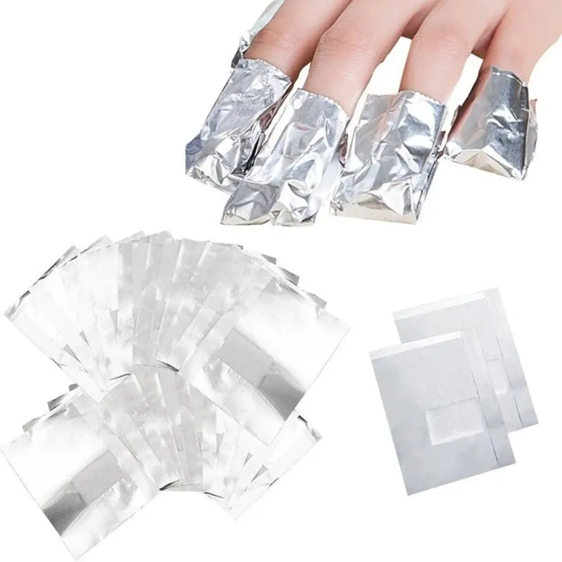 100pcs en aluminium en aluminium Art des ongles Faire tremper le retrait de l'ongle polonais enveloppe de serviette à ongles