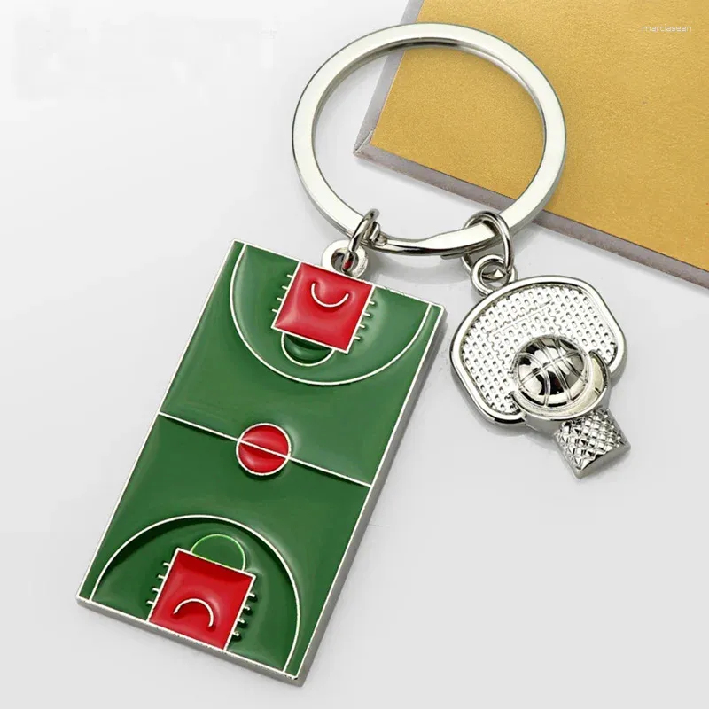 Keychains Coming Basketball Field Pendant Key Chain For Men Women Simple Ring Love Sports Gift Bag Car Metal Jewelry