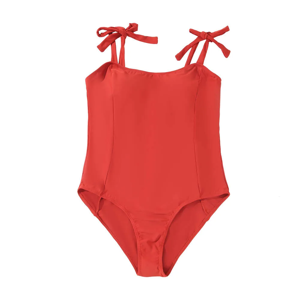 Nuovo costume da bagno da bagno di moda europeo e americano da bagno femminile solido sexy rosso da bagno con un pezzo